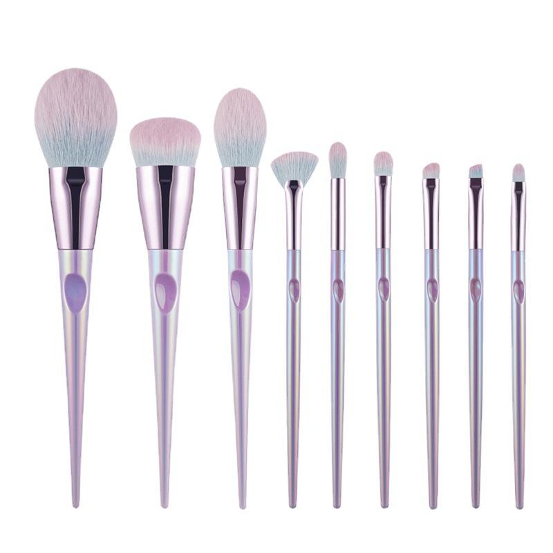 9Pcs Fantasy Synthetic Hair Brocha De Maquillaje Your Own Logo Colorful Mermaid Makeup Brush Set