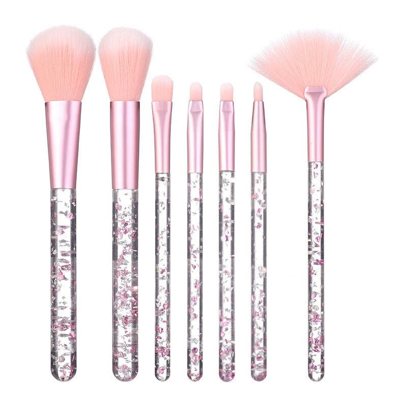 7 Pcs Colorful Liquid Make Up Brushes DIY Professional Glitter Makeup Brush Set With PVC Bag