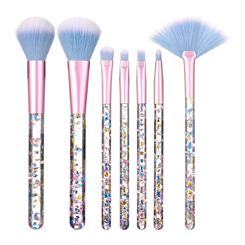 7 Pcs Colorful Liquid Make Up Brushes DIY Professional Glitter Makeup Brush Set With PVC Bag