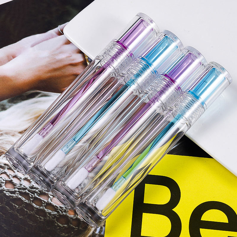 4ml Full Clear Transparent Liquid Makeup Packaging Color Brush Stick Round Lip Gloss Tube