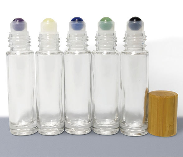 Fast Delivery 10ml Transparent Refillable Essential Oil Gemstone Spheres For Rollerball Bottles