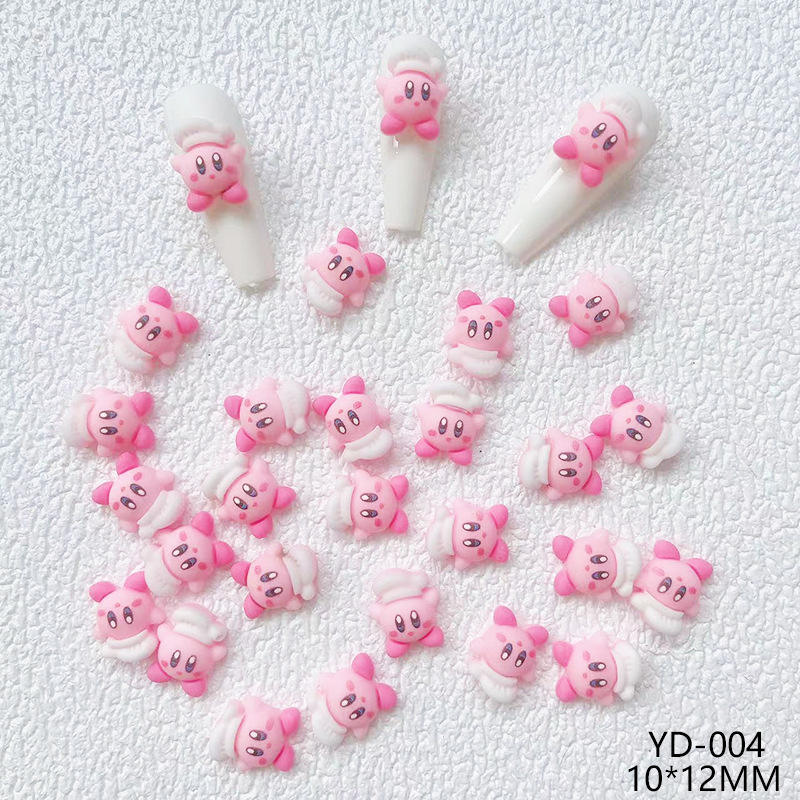 Japan Cartoon Handmade Resin Nail Art Decorations Game Character Kirby Anime 3D Kawaii Nail Charms