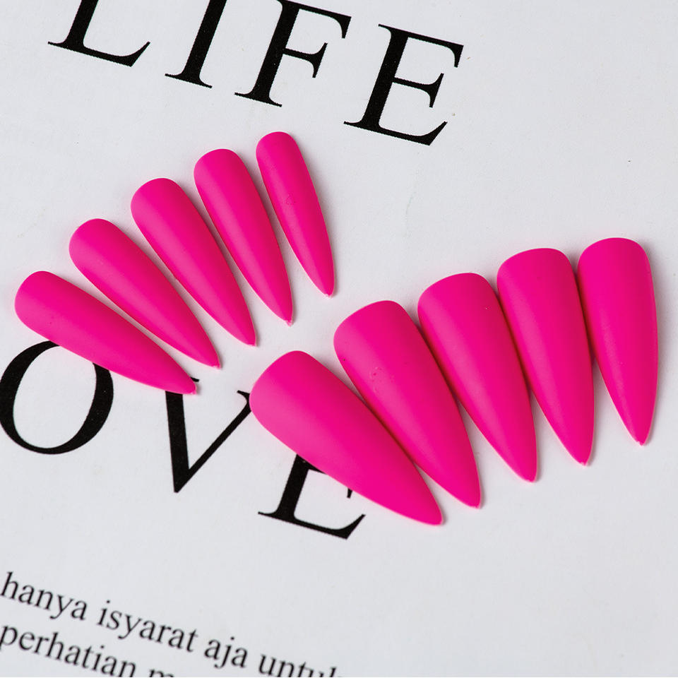 Matte 30pcs Extra Long Ballerina Solid Color Full Cover Stiletto Matte False Nails