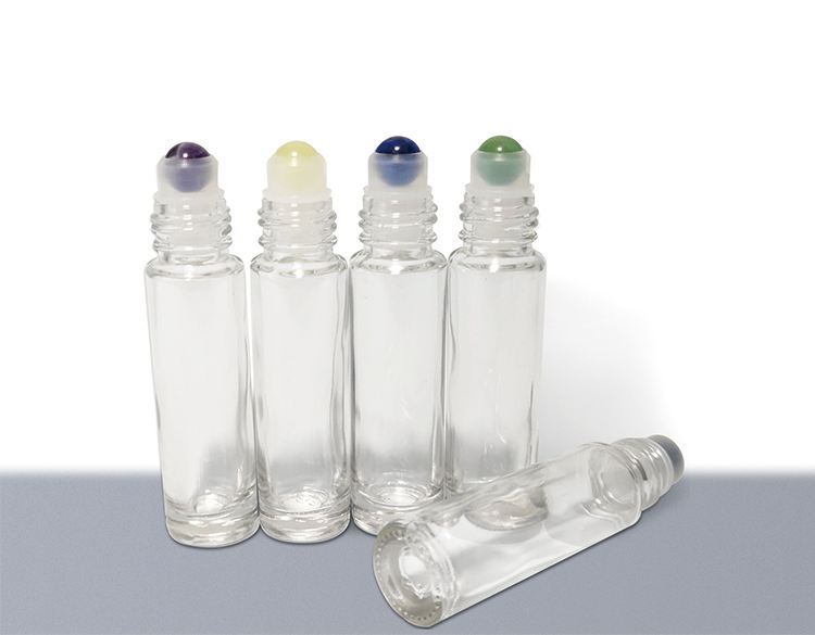 Fast Delivery 10ml Transparent Refillable Essential Oil Gemstone Spheres For Rollerball Bottles