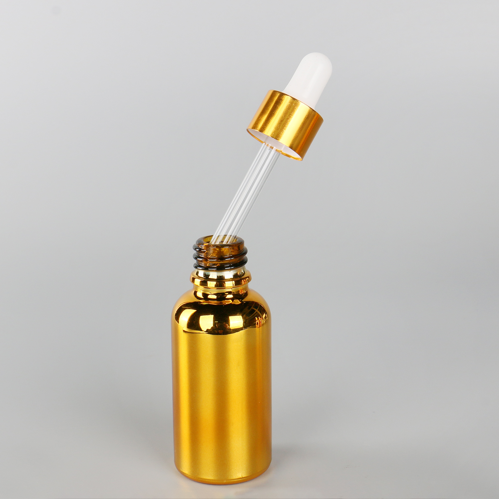 5ml 10ml 15ml 30ml 50ml 100ml Empty Electroplate UV Gold Coating Shiny Spray Bottle Glass Dropper Bottles For Essential Oil