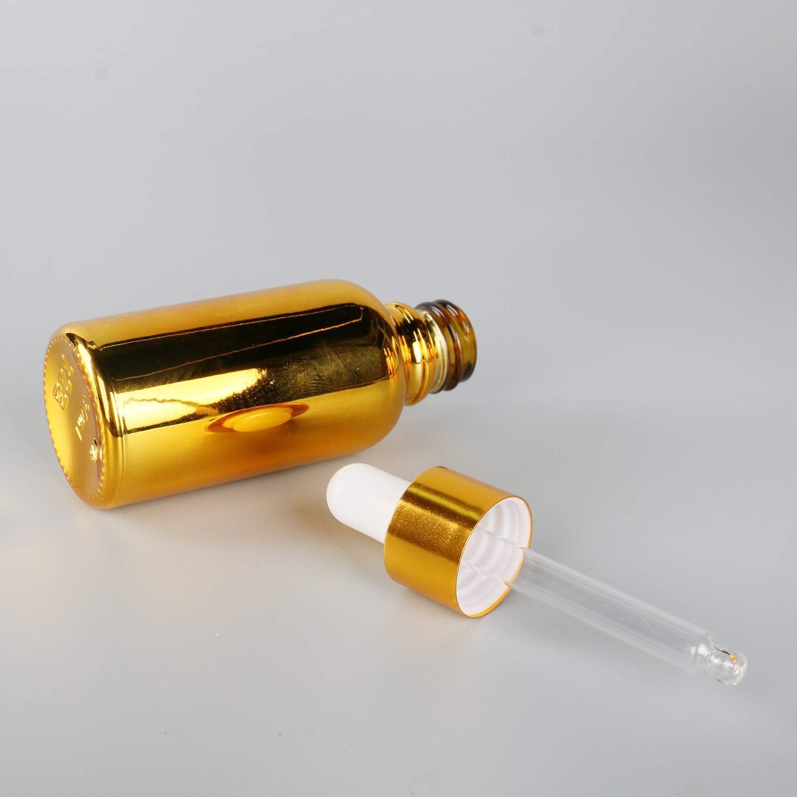 5ml 10ml 15ml 30ml 50ml 100ml Empty Electroplate UV Gold Coating Shiny Spray Bottle Glass Dropper Bottles For Essential Oil