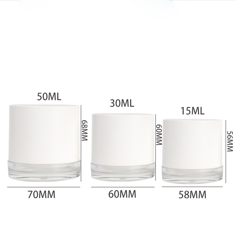 Custom Skincare Jars 15g 30g 50g Acrylic Container White Double Wall Jars Face Cosmetic Cream Jar With Screw High Cover Lid