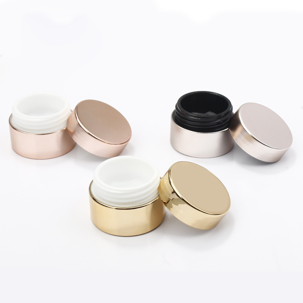 5g Electroplating Cream Sample Bottle UV Technology Luxury Gold Silver Rose Gold Color PP Cosmetic Jar