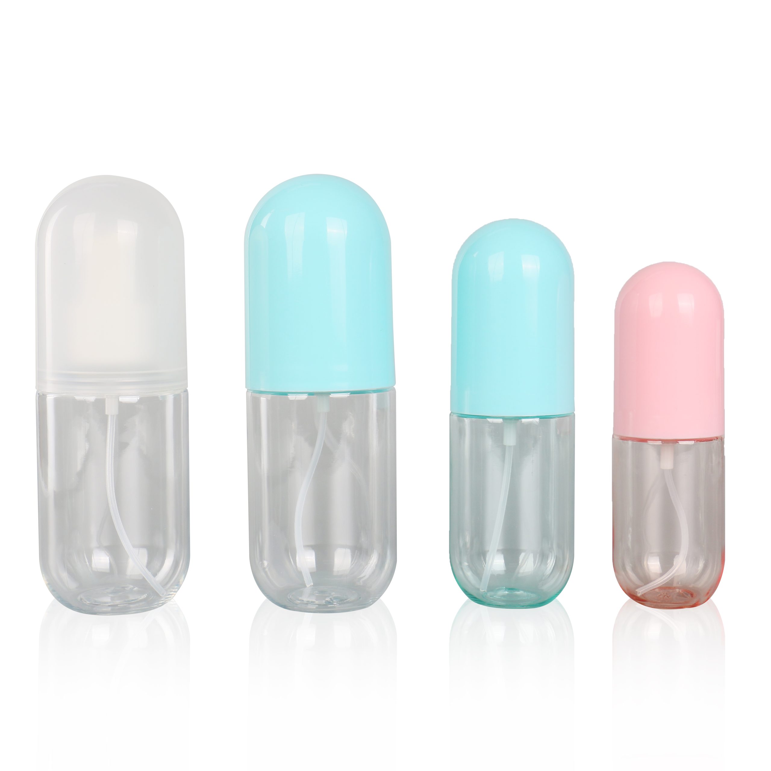 Candy Color Lotion Bottle Pill Capsule Shaped Pink Blue 40ml 60ml 100ml PET Plastic Cosmetic Spray Pump Bottles