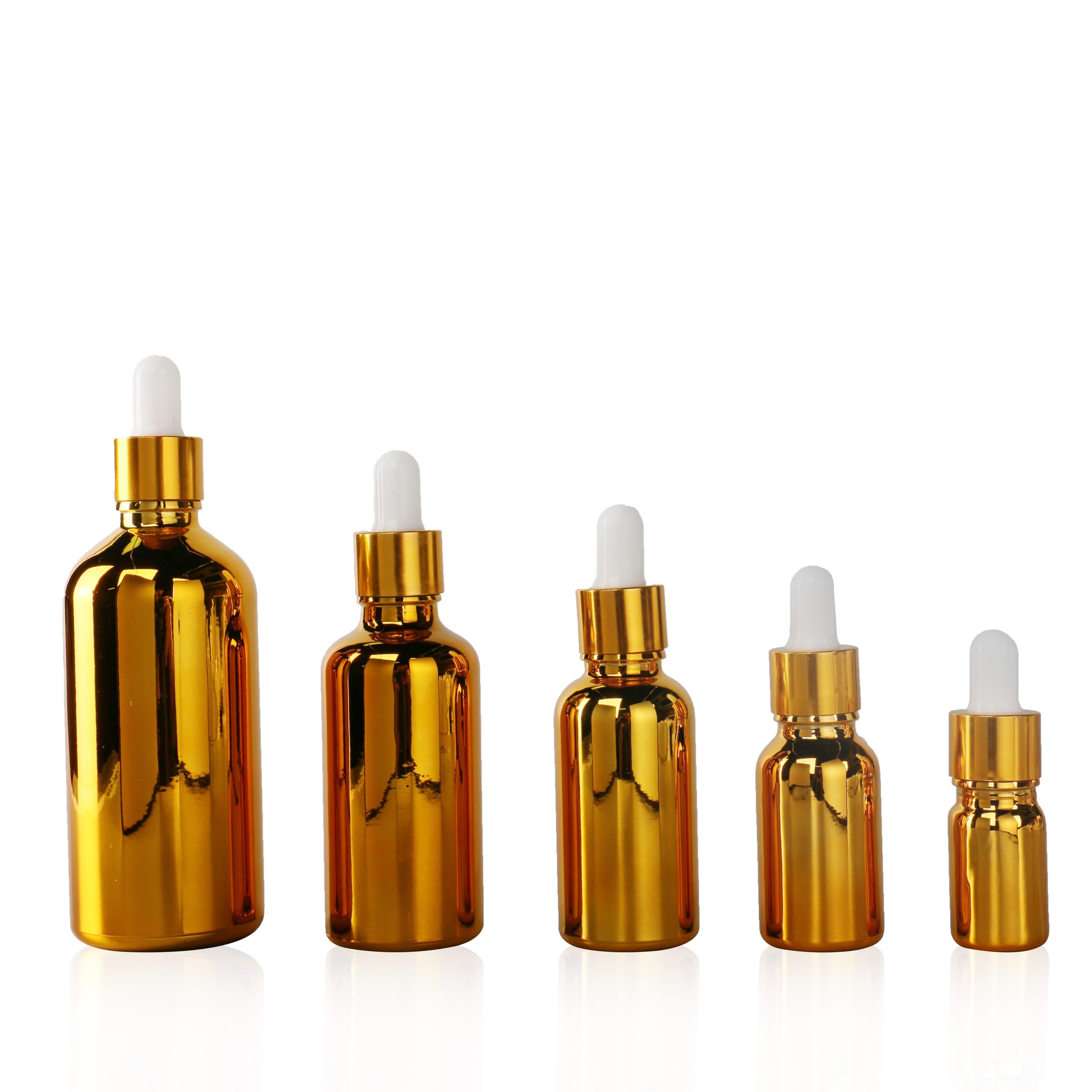 5ml 10ml 15ml 30ml 50ml 100ml Empty Electroplate UV Gold Coating Shiny Spray Bottle Glass Dropper Bottles For Essential Oil