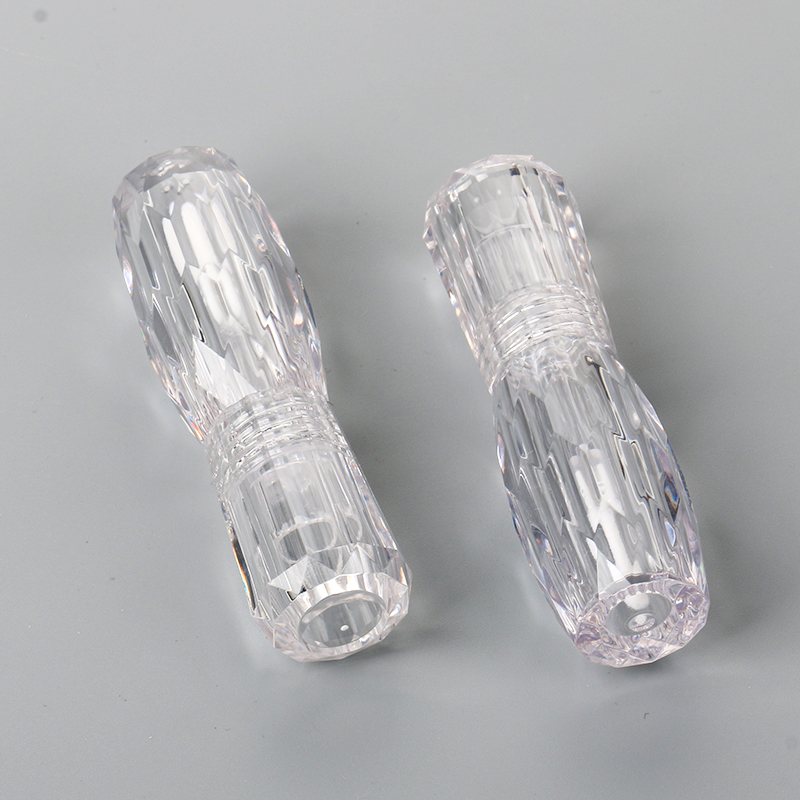 Plastic Bottle Transparent Fashion Unique Crystal Lipstick Cosmetic Packaging Container Empty Clear Lip Gloss Tube