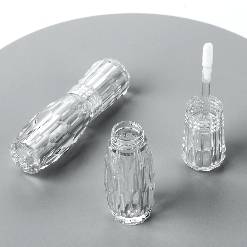 Plastic Bottle Transparent Fashion Unique Crystal Lipstick Cosmetic Packaging Container Empty Clear Lip Gloss Tube