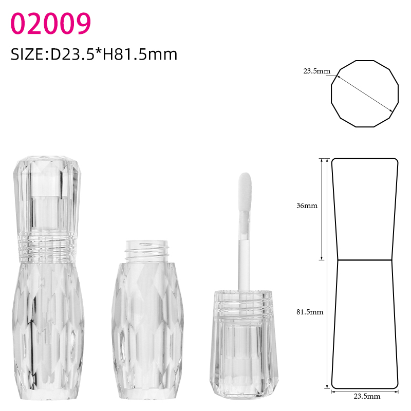 Plastic Bottle Transparent Fashion Unique Crystal Lipstick Cosmetic Packaging Container Empty Clear Lip Gloss Tube