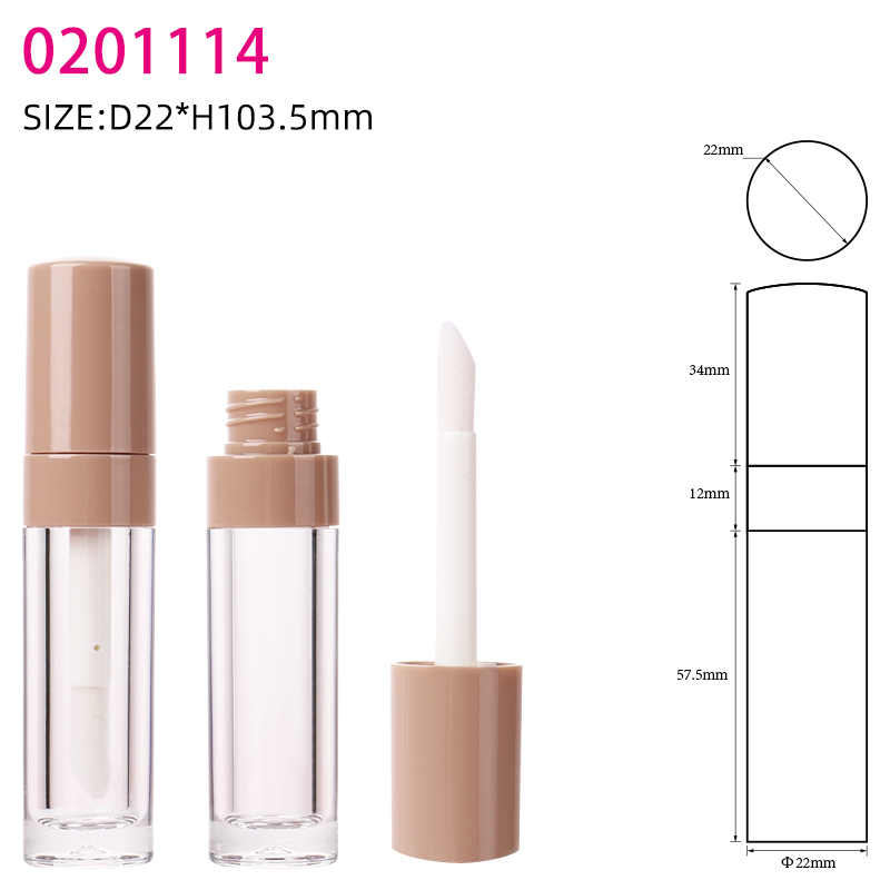 Plastic Unique Clear Chubby Lipstick Tube Empty Bulk Nude Brown Cap Lip Gloss Tubes With Big Wands Applicator