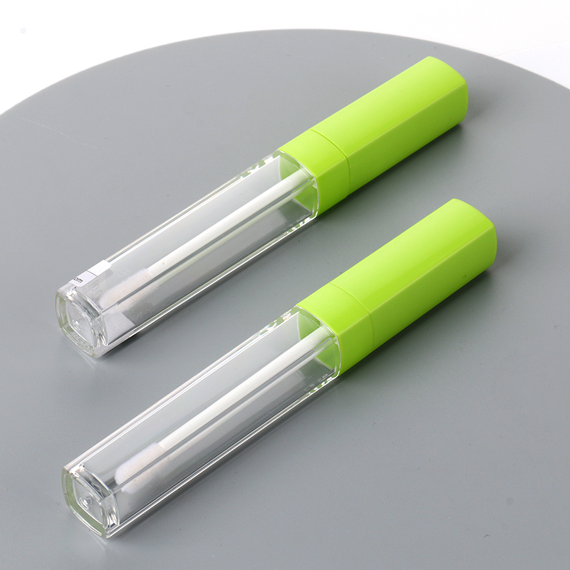 Wholesale New Unique Private Label Light Green Clear Plastic Slim Square Empty Custom Lip Gloss Tubes With Wands