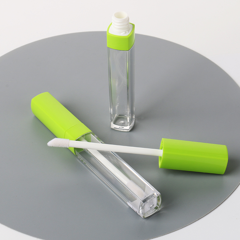 Wholesale New Unique Private Label Light Green Clear Plastic Slim Square Empty Custom Lip Gloss Tubes With Wands