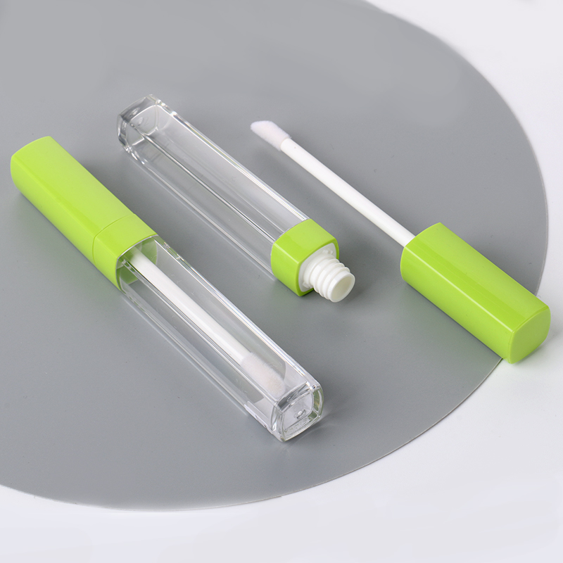 Wholesale New Unique Private Label Light Green Clear Plastic Slim Square Empty Custom Lip Gloss Tubes With Wands