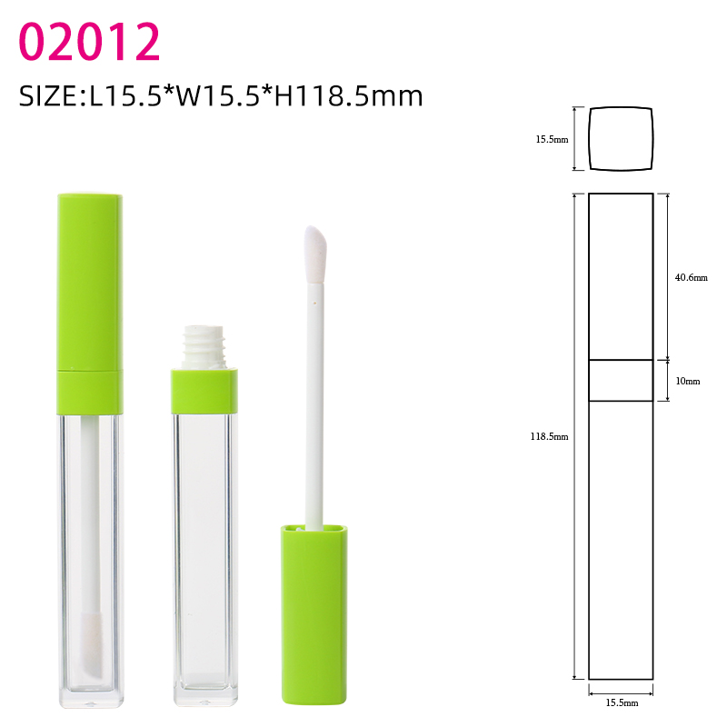 Wholesale New Unique Private Label Light Green Clear Plastic Slim Square Empty Custom Lip Gloss Tubes With Wands