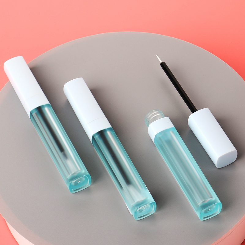 Customized Unique Colorful 7ml Square Frosted Blue Clear Empty Lip Glaze Tube Bottles Lip Gloss Wand Tubes Custom Logo