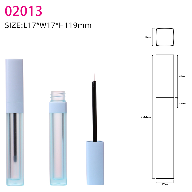 Customized Unique Colorful 7ml Square Frosted Blue Clear Empty Lip Glaze Tube Bottles Lip Gloss Wand Tubes Custom Logo