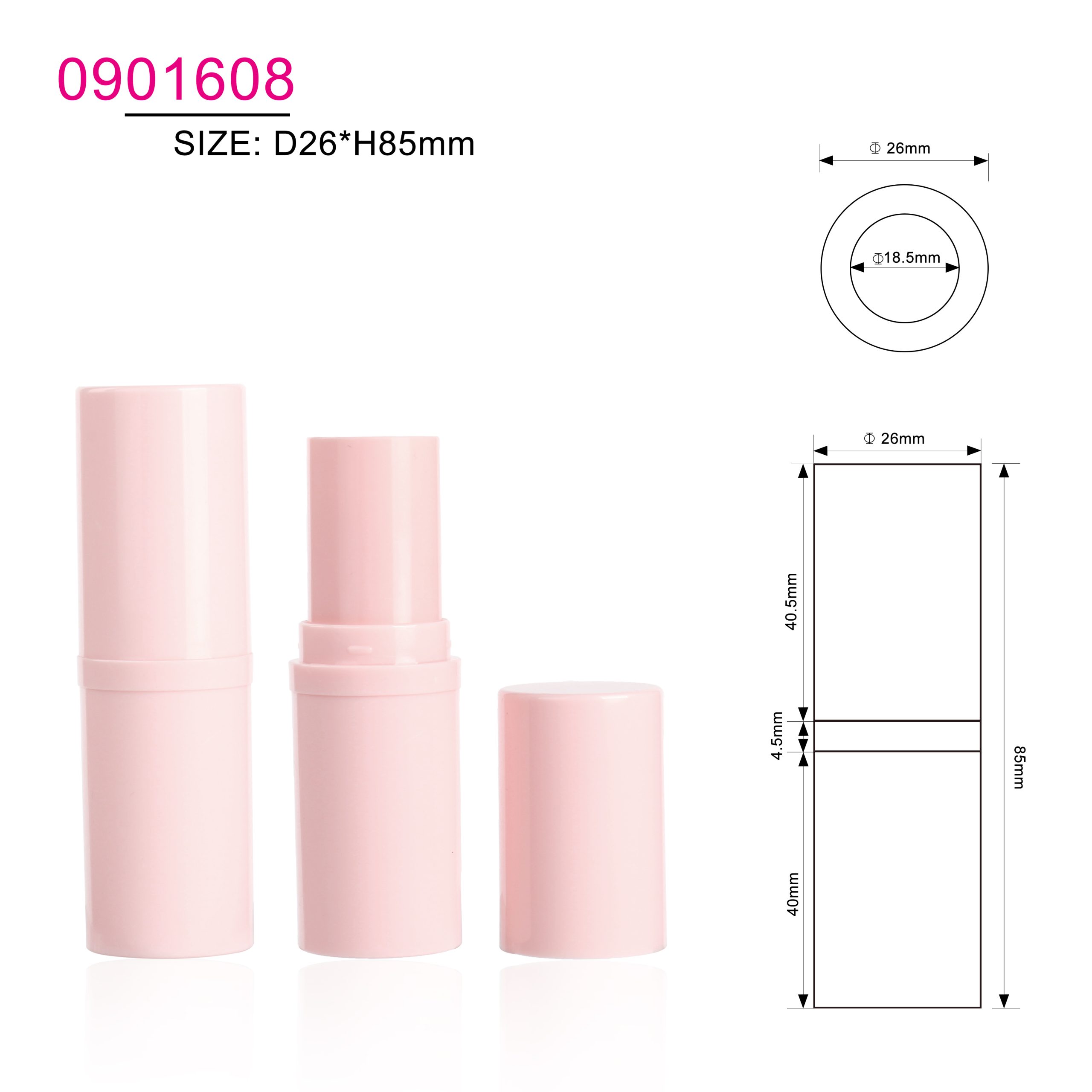 Customized Empty Plastic Packaging Round Shape Twist Lip Balm Tubes Container Pink Lipstick Tube