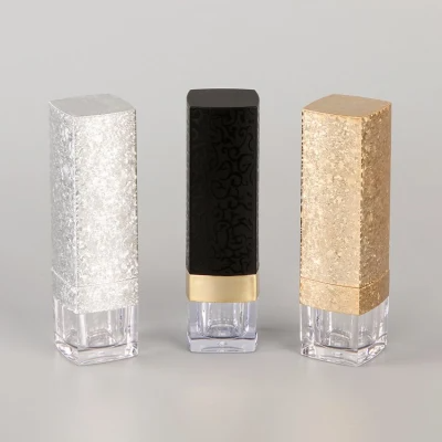 Skin Care Golden Color Square Luxurious Liquid Lipstick Container Unique Design ABS Lipstick Empty Case and Tube