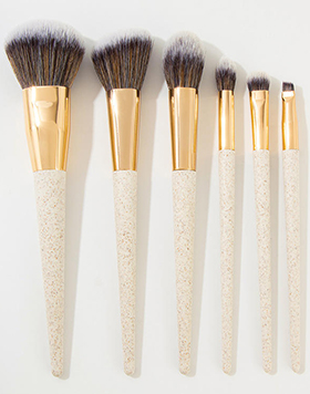 Custom PLA Biodegradable Environmental Protection Material 6 Pieces Wheat Straw Handle Makeup Brush Set