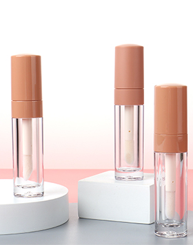 Plastic Unique Clear Chubby Lipstick Tube Empty Bulk Nude Brown Cap Lip Gloss Tubes With Big Wands Applicator