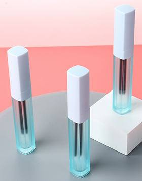 Customized Unique Colorful 7ml Square Frosted Blue Clear Empty Lip Glaze Tube Bottles Lip Gloss Wand Tubes Custom Logo