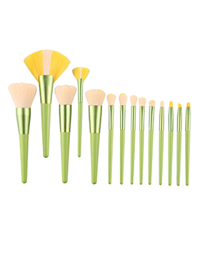 Custom Logo Beauty Foundation Blush Eye Shadow Makeup Brush Set Private Label Green Flower 14pcs Makeup Brushes