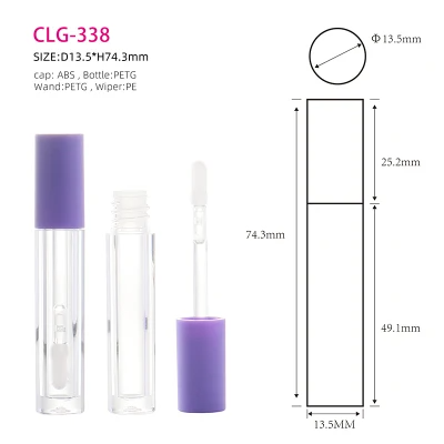 Refillable Pink Color Eco Friendly Cute Lipgloss Containers Unique Design Plastic Lipgloss Round Tubes