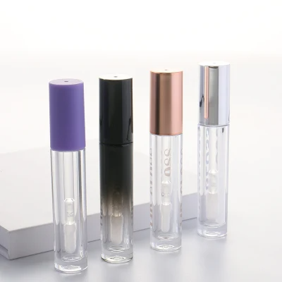 Refillable Pink Color Eco Friendly Cute Lipgloss Containers Unique Design Plastic Lipgloss Round Tubes