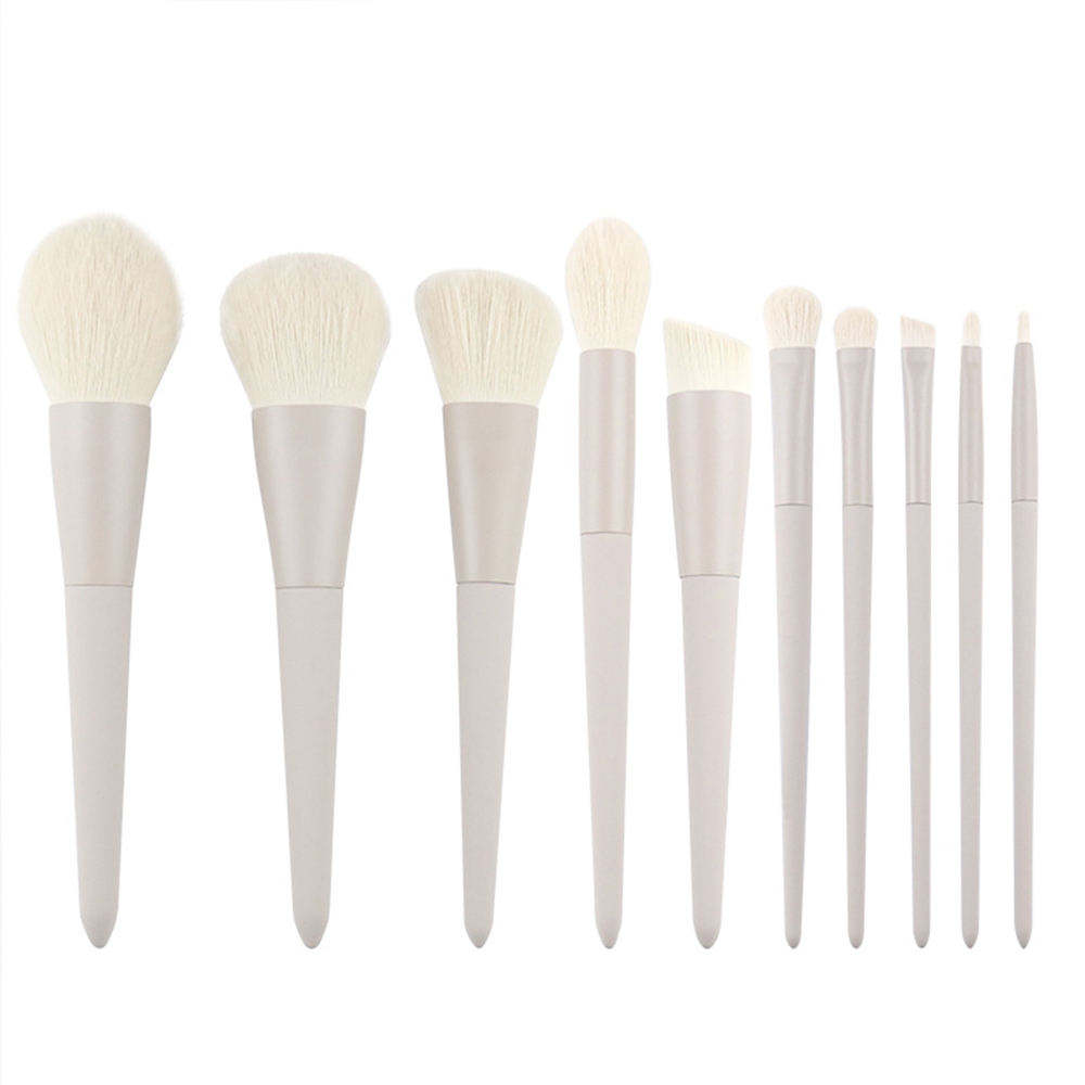 Eco Friendly 10pcs Matte Gray Portable Professional Makeup Brush Set Eyeshadow Brush Beauty Tool Set With Organizer Bag