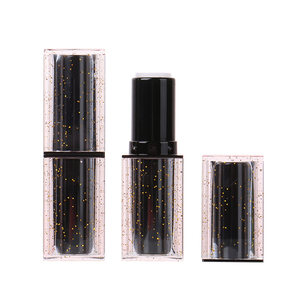 Luxury Lipgloss Container Tubes Custom Logo Golden Glitter Clear Black ...