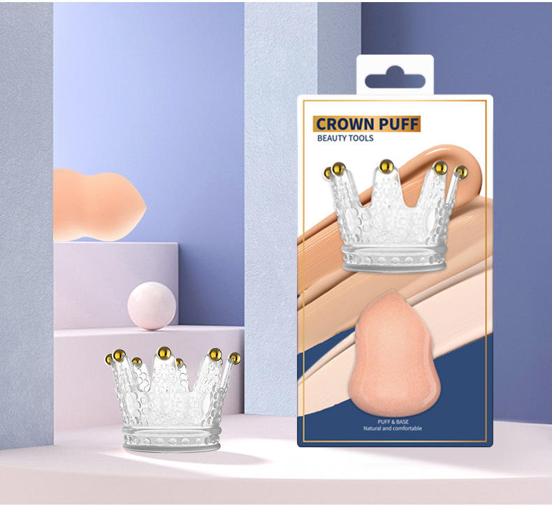 Luxury Packing Acrylic Crown Holder Beauty Puff Super Soft Non Latex Makeup Sponge Set