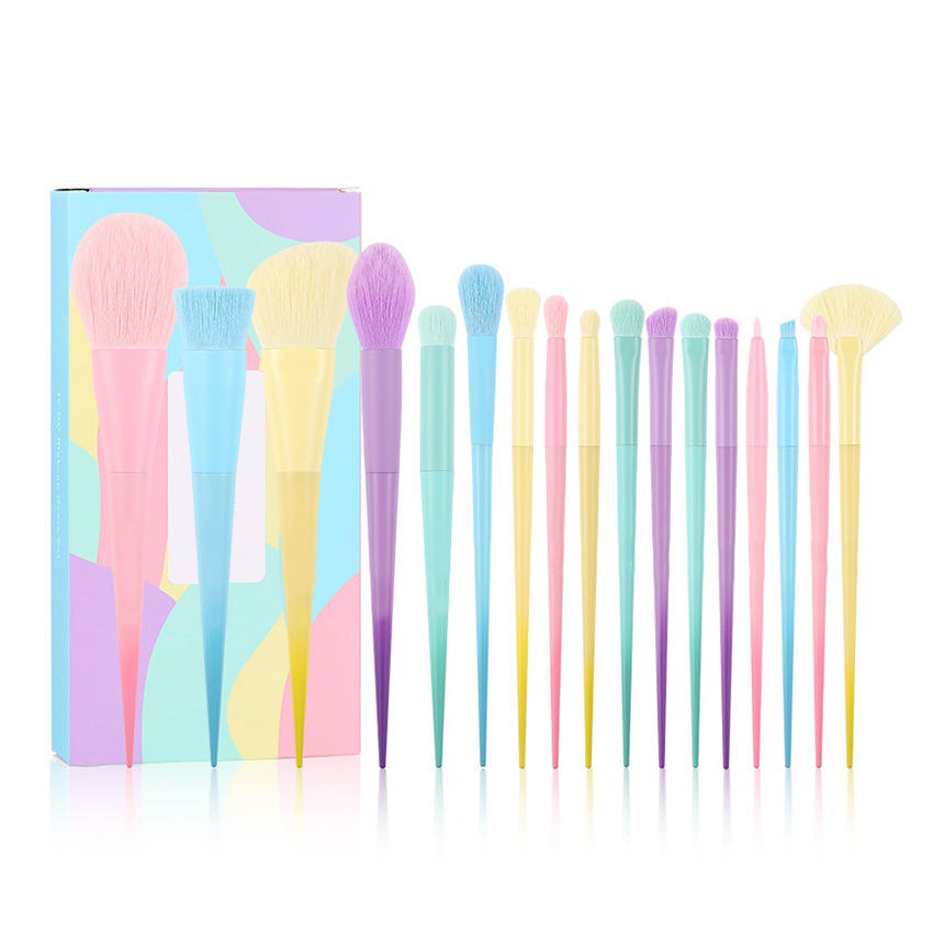 Mulit Color Synthetic Kabuki Blending Face Rainbow Make Up Brush Kit 17pcs Candy Color Makeup Brush SetsMulit Color Synthetic Kabuki Blending Face Rainbow Make Up Brush Kit 17pcs Candy Color Makeup Brush Sets