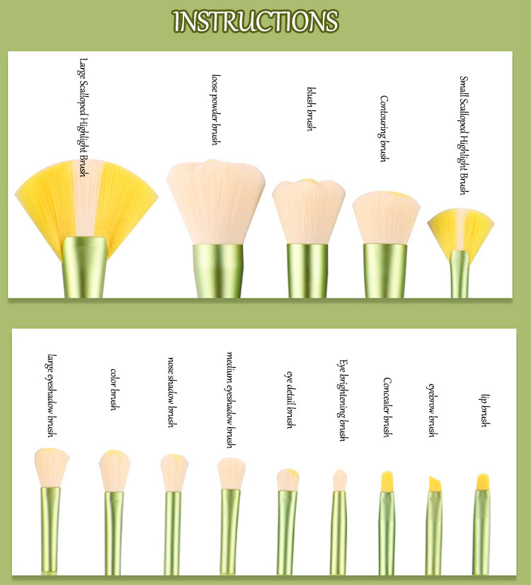 Custom Logo Beauty Foundation Blush Eye Shadow Makeup Brush Set Private Label Green Flower 14pcs Makeup Brushes