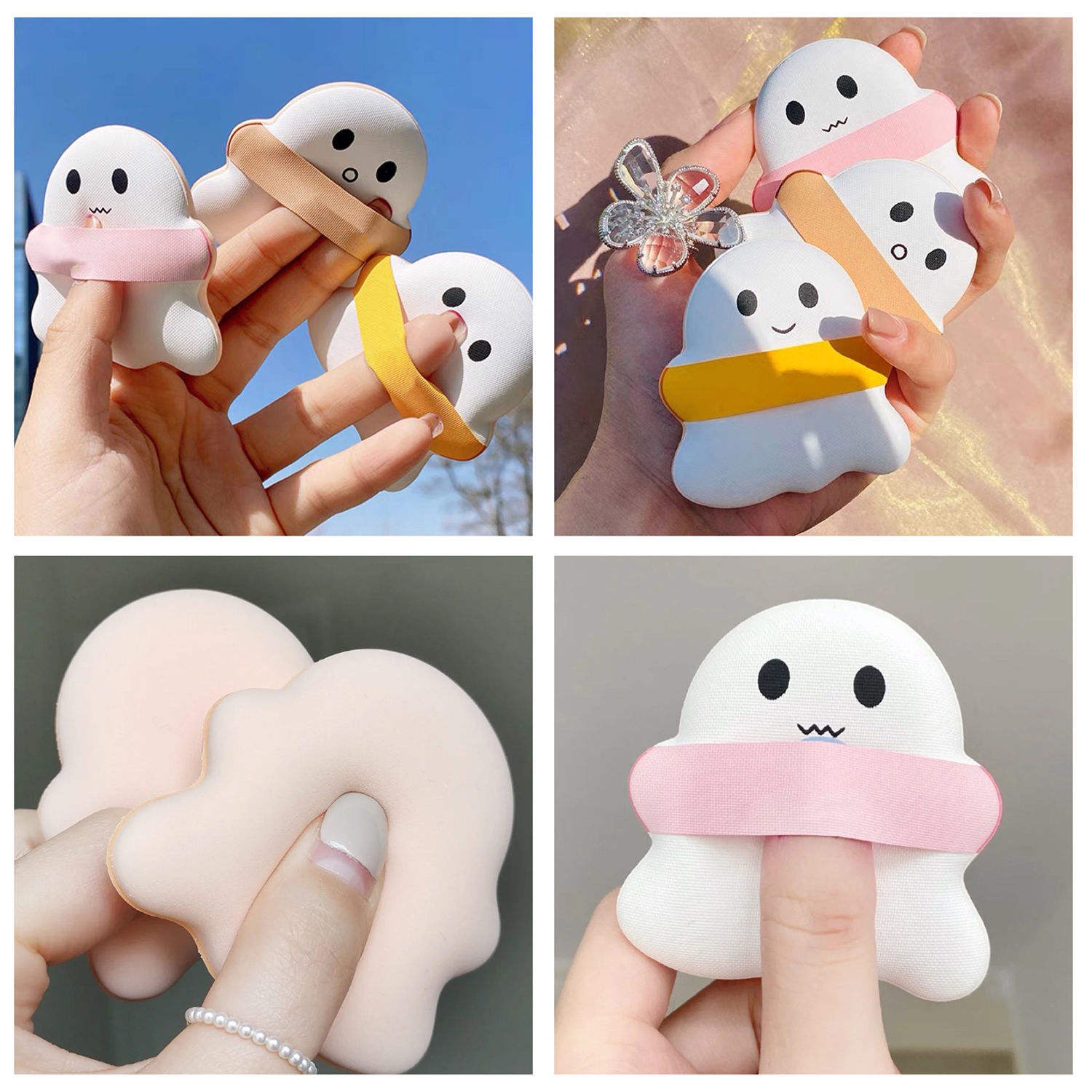 Cute Little Ghost Marshmallow Makeup Sponge Save Cosmetic Wet And Dry Dual-use Powder Puff