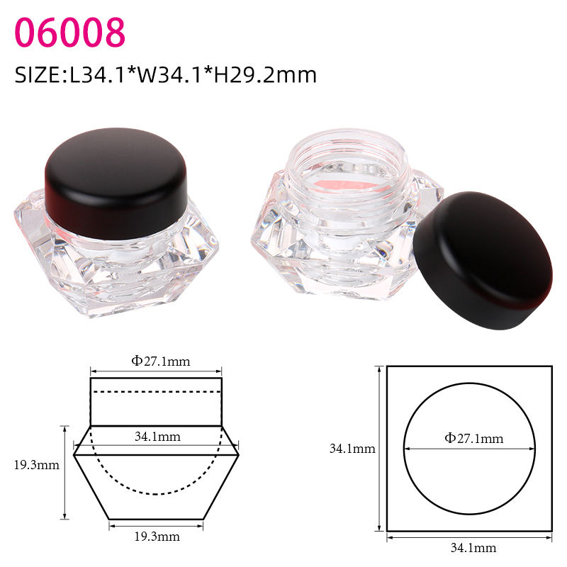 Personal Care Red Color Cosmetic Container Compact Powder Case Unique Design Abs Loose Powder Case Black