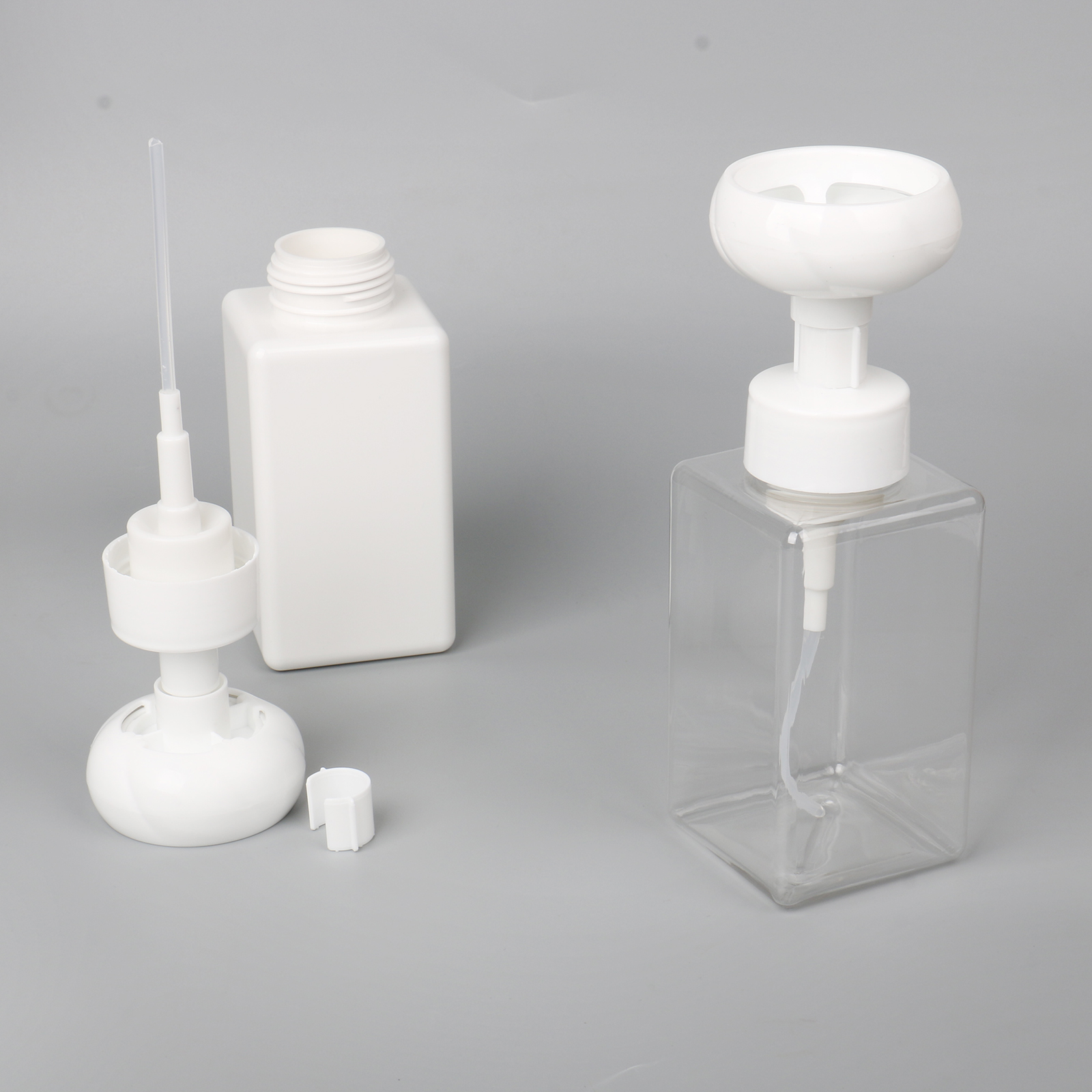 Refillable 250ml 450ml Square Facial Cleanser Soap Lotion Dispenser Pump Plastic Flower Shaped Foam Flower Bottle