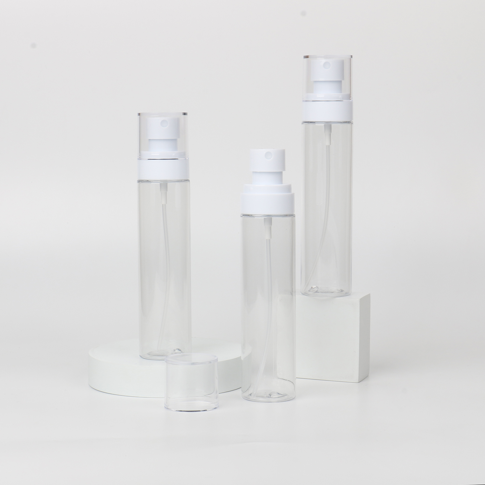 Empty Cosmetic Transparent Spray Bottle PET Plastic 60ml 100ml Water Liquid Toner Fine Mist Spray Bottle