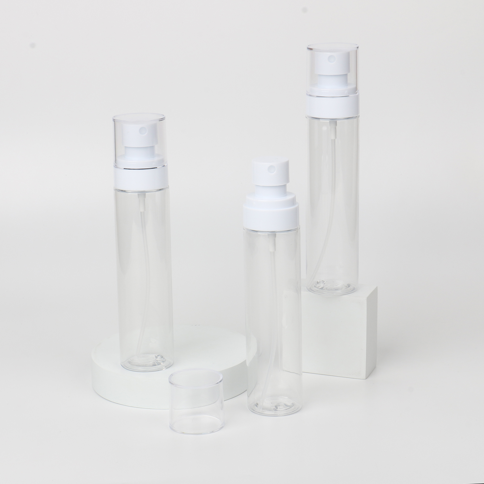 Empty Cosmetic Transparent Spray Bottle PET Plastic 60ml 100ml Water Liquid Toner Fine Mist Spray Bottle