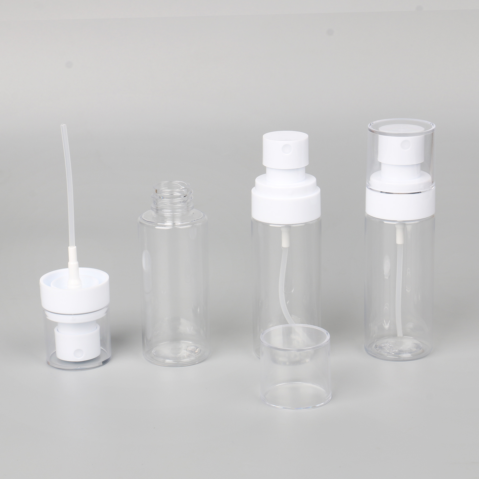 Empty Cosmetic Transparent Spray Bottle PET Plastic 60ml 100ml Water Liquid Toner Fine Mist Spray Bottle