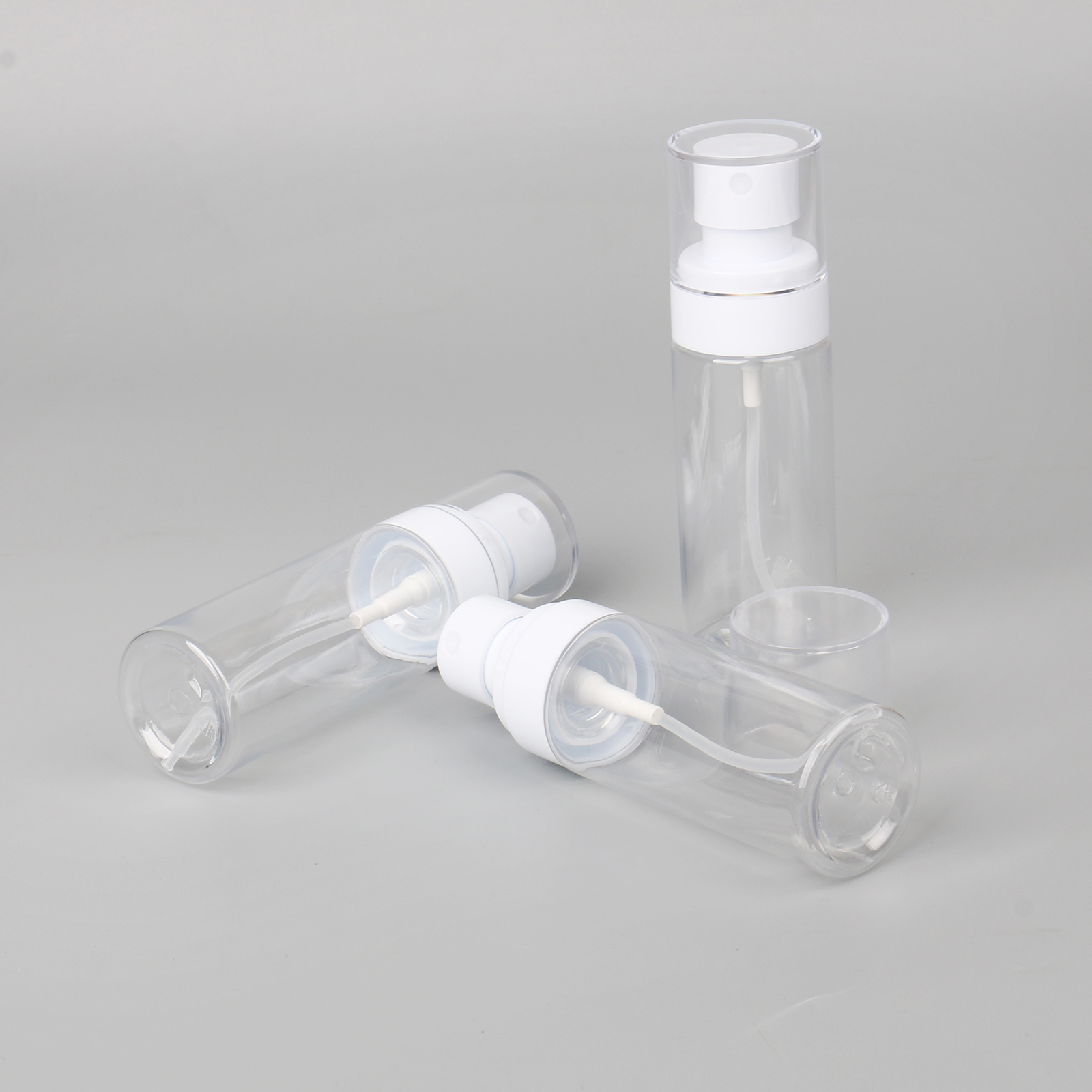 Empty Cosmetic Transparent Spray Bottle PET Plastic 60ml 100ml Water Liquid Toner Fine Mist Spray Bottle