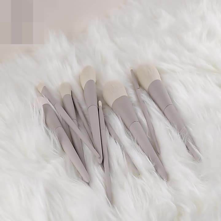 Eco Friendly 10pcs Matte Gray Portable Professional Makeup Brush Set Eyeshadow Brush Beauty Tool Set With Organizer Bag