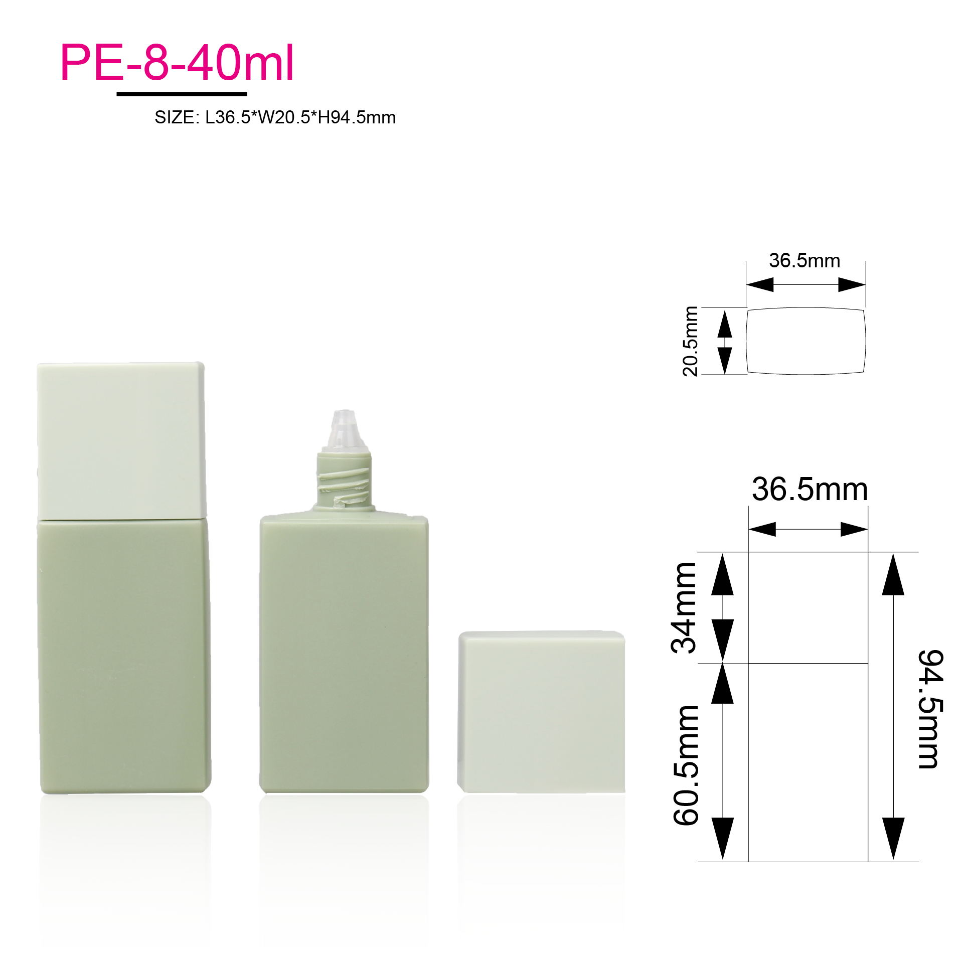 40ml Empty Cosmetic Plastic PE Packaging Pink Green Sunscreen Base Cream Squeeze Bottle With Screw Cap