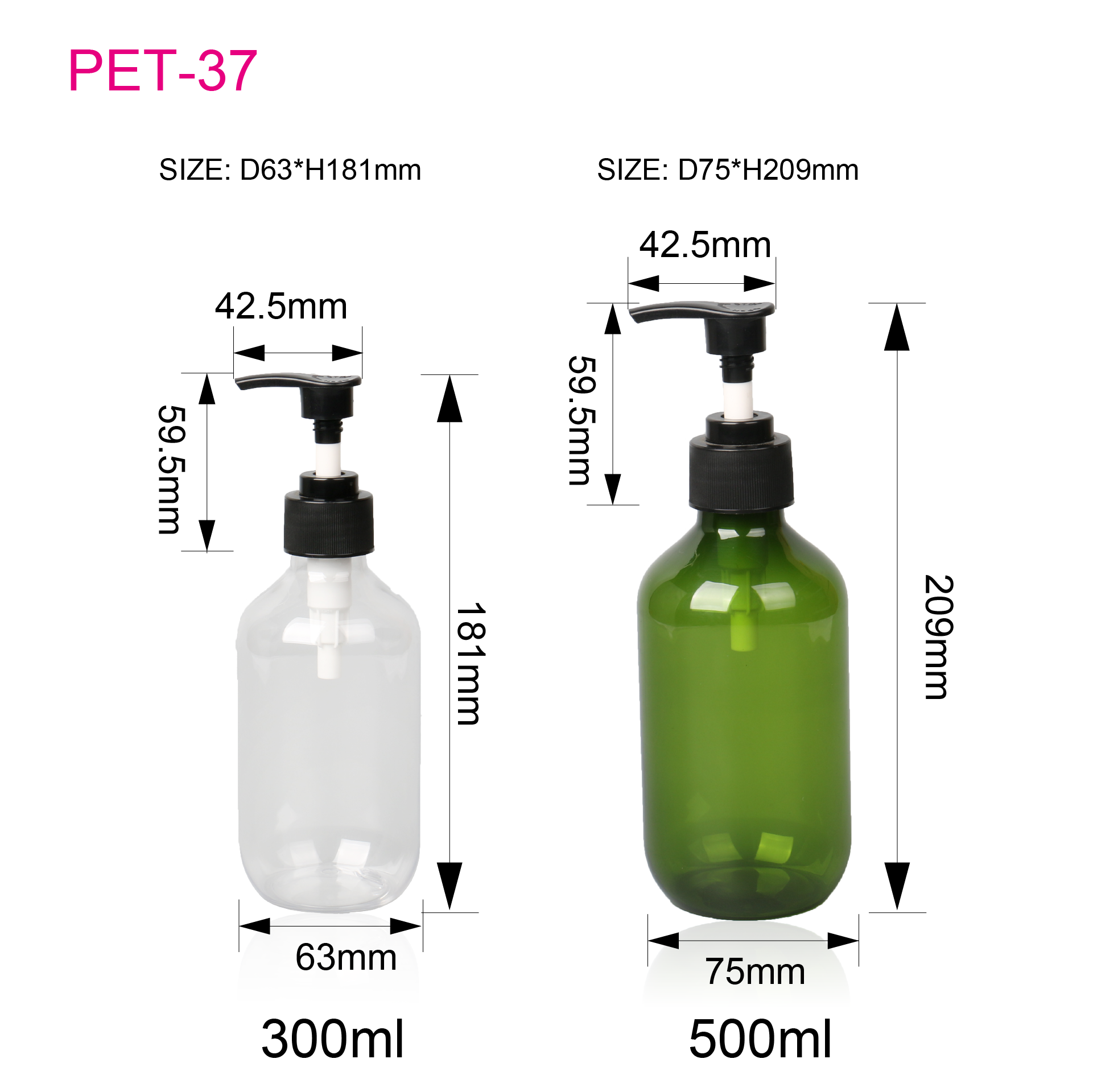 Custom 300ml 500ml Transparent Plastic Clear PET Hair Oil Bottle Shower Gel Hair Conditioner Shampoo Bottle With Lotion Pump