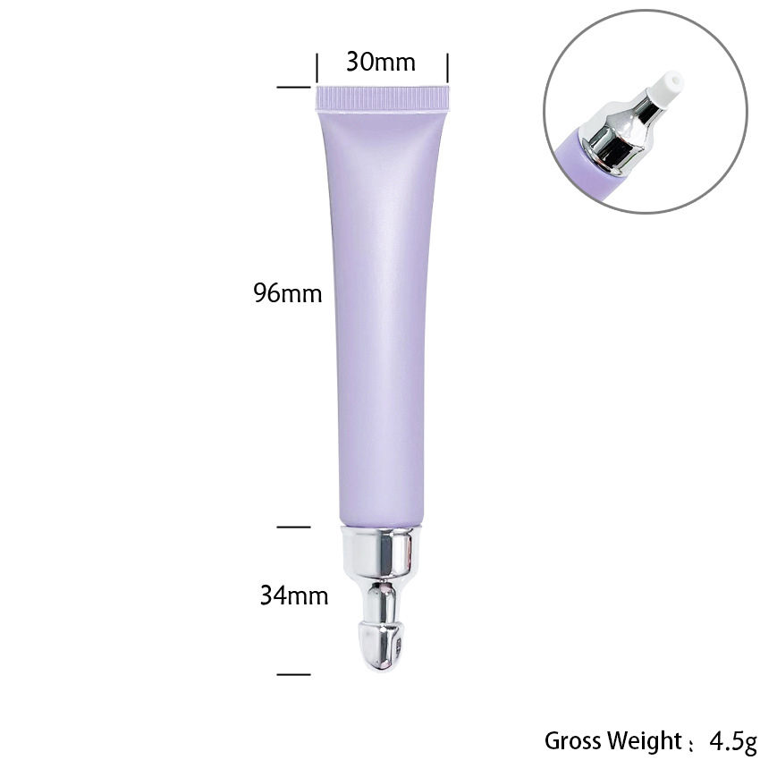 20g Pump Lotion Tube Matte Purple Squeeze Lip Gloss Tubes Eye Cream Massage Refillable Cosmetic Soft Plastic Tube