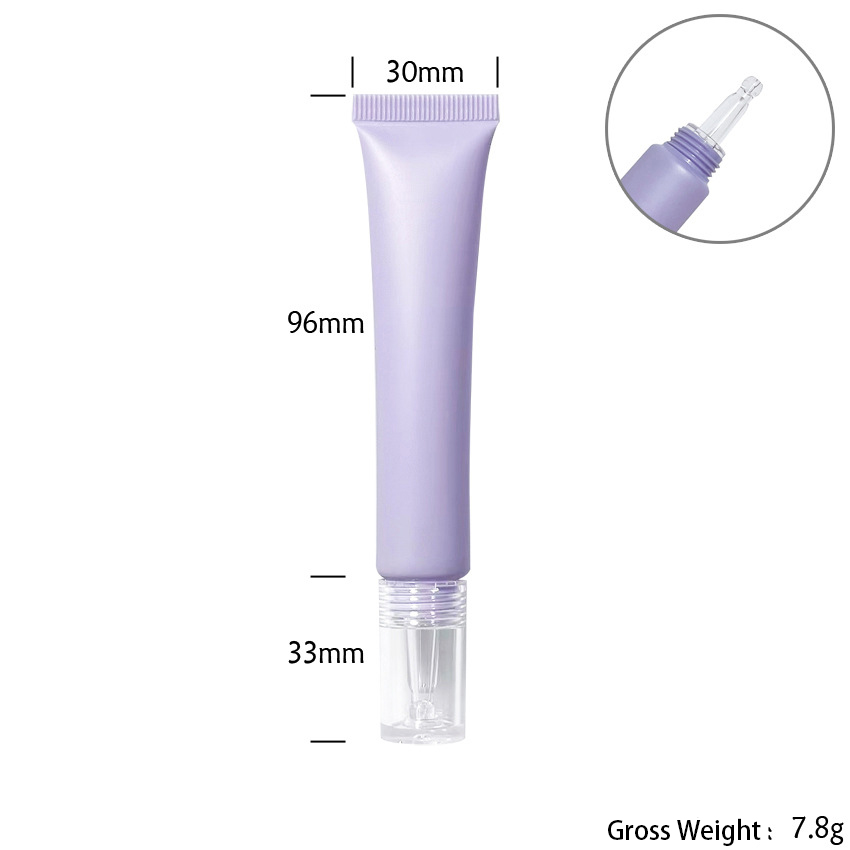 20g Pump Lotion Tube Matte Purple Squeeze Lip Gloss Tubes Eye Cream Massage Refillable Cosmetic Soft Plastic Tube