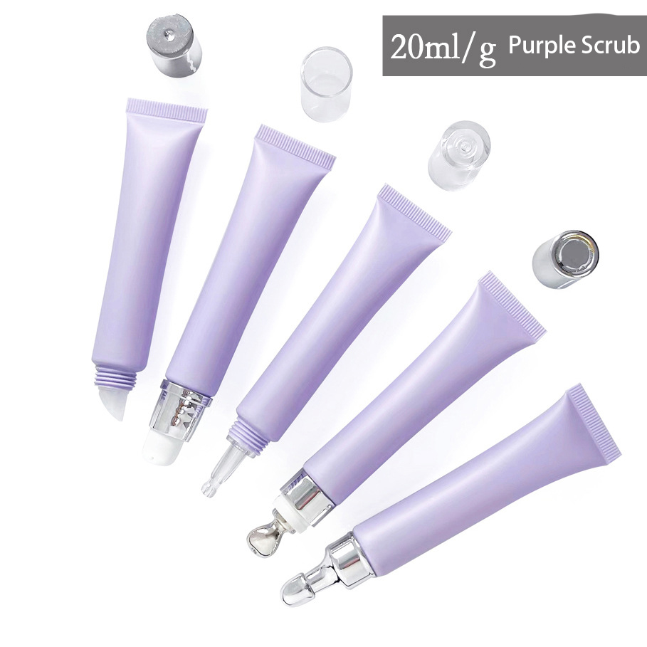 20g Pump Lotion Tube Matte Purple Squeeze Lip Gloss Tubes Eye Cream Massage Refillable Cosmetic Soft Plastic Tube